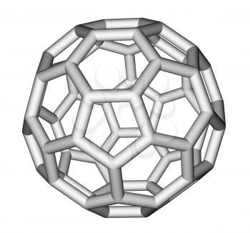 Optimized molecular structure of fullerene C60 on a white background