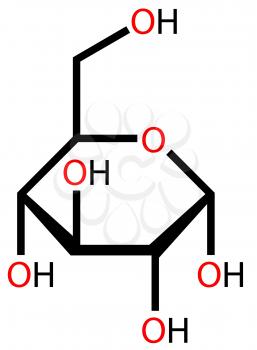 Structural formula of glucose (?-D-Glucopyranose) drawn on a white background