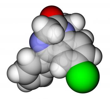 Medication diazepam space filling molecular model