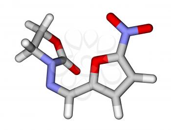Antibacterial furazolidone sticks molecular model