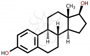 Sex hormone estradiol structural formula on a white background