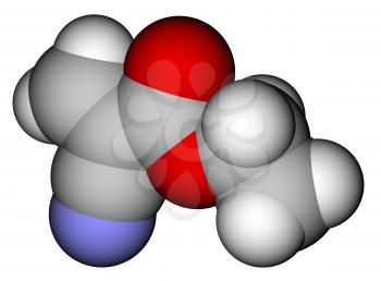 Ethyl cyanoacrylate, an instant glue. 3D molecular structure