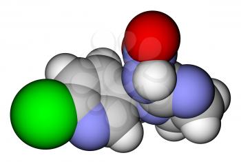 Imidacloprid, the most widely used insecticide in the world. Space filling molecular model