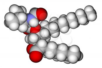 Orlistat (obesity treatment drug) 3D molecular structure