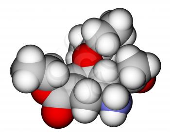 Oseltamivir (antiviral drug Tamiflu) 3D molecular model