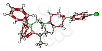 Loperamide, a diarrhea drug. 3D molecular structure