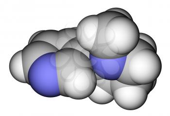 Optimized molecular structure of nicotine on a white background