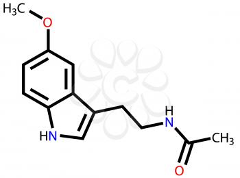 Structural formula of melatonin on a white background
