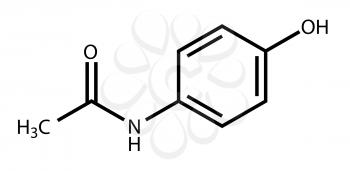 Structural formula of paracetamol (acetaminophen) drawn on a white background