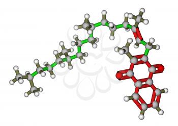 Calculated and optimized molecular structure of vitamin K1 (phylloquinone)