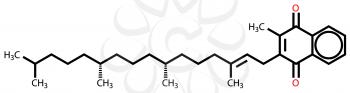 Structural formula of vitamin K1 (phylloquinone) drawn on a white background