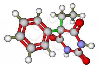 Phenobarbital (epilepsy drug) 3D molecular structure