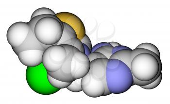 Thiamine (vitamin B1) 3D molecular model