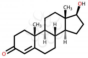 Structural formula of male hormone testosterone drawn on a white background