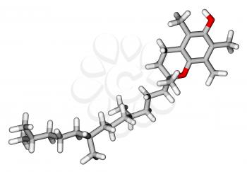 Alpha-tocopherol (vitamin E) sticks molecular model