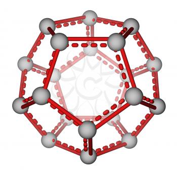 Optimized molecular structure of fullerene C20 on a white background