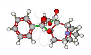 Optimized molecular structure of cocaine on a white background