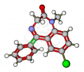 Medication diazepam molecular structure