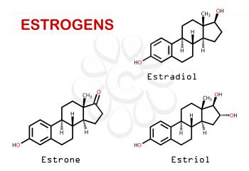 Female sex hormones estrogenes on a white background