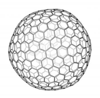 Nanocluster fullerene C540 molecular structure on a white background