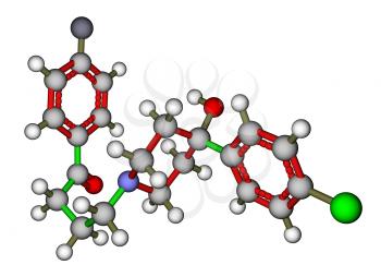 Antipsychotic haloperidol molecular structure. The drug used to treat schizophrenia and hallucinations