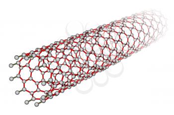 Carbon nanotube on a white background
