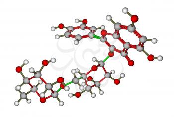 Optimized molecular structure of rutin on a white background
