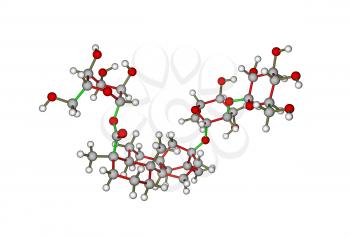 Optimized molecular structure of stevioside, extremly sweet compound found in the stevia plant.