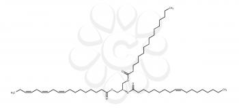 Unsaturated triglyceride structural formula drawn on a white background