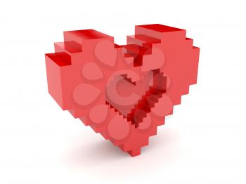 3D heart. Heart symbol cutout inside. Concept illustration.
