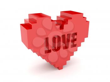 3D heart. Text Love cutout inside. Concept illustration.