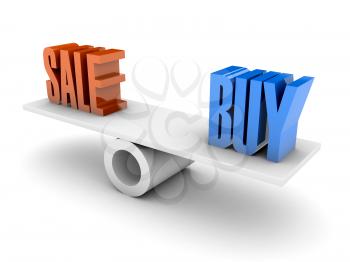 Sale and Buy balance. Concept 3D illustration.