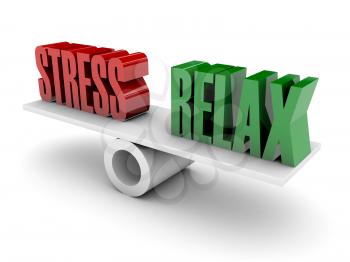 Stress and Relax balance. Concept 3D illustration.