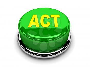 3d button green act start push