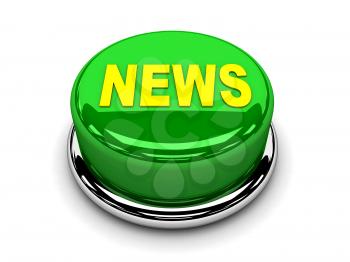 3d button green news push