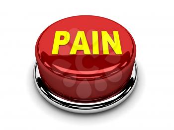 3d button red pain stop push