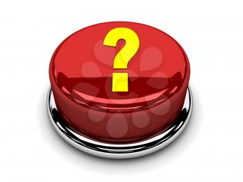 3d button red question stop push