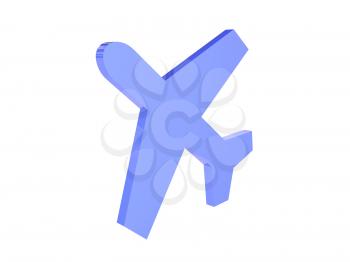 Airplane icon over white background. Concept 3D illustration.
