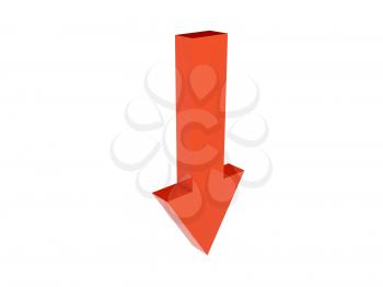 Arrow down icon over white background. Concept 3D illustration.