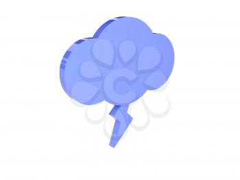 Lighting cloud icon over white background. Concept 3D illustration.