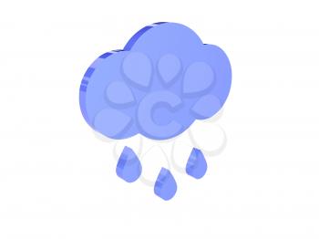 Rainy cloud icon over white background. Concept 3D illustration.