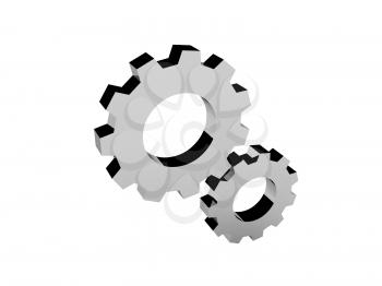 Cogwheels icon over white background. Concept 3D illustration.