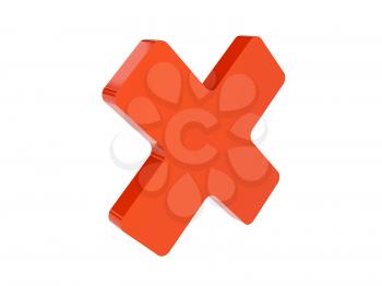 Cross icon over white background. Concept 3D illustration.