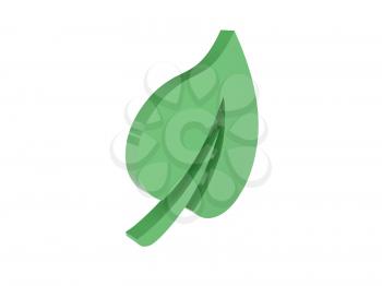 Green leaf icon over white background. Concept 3D illustration.