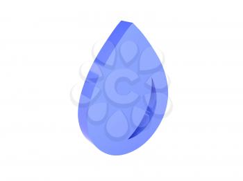 Water drop icon over white background. Concept 3D illustration.