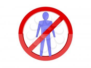 Men not allowed forbidden red sign. Concept  3D illustration.