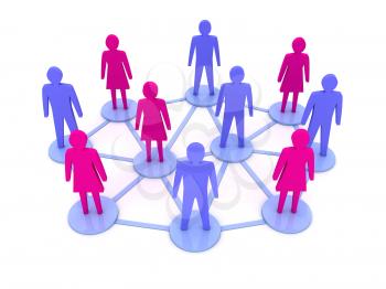 People connections. Social Network. Concept 3D illustration