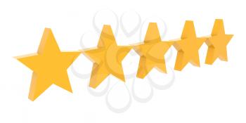 Five stars rating. Concept 3D illustration.