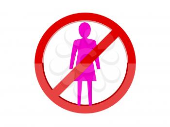 Women not allowed forbidden red sign. Concept  3D illustration.