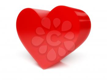 Big red heart over white background. Concept 3D illustration.